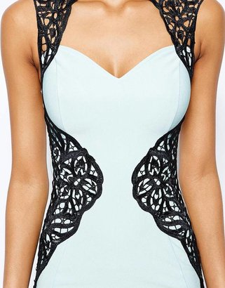 Lipsy Lace Applique Body-Conscious Dress with Open Back