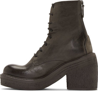Marsèll Grey Leather Asphalt Block Heel Boots