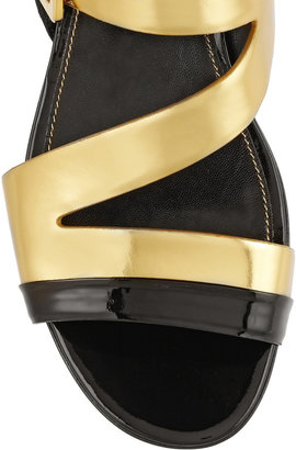 Sergio Rossi Two-tone patent and mirrored-leather sandals