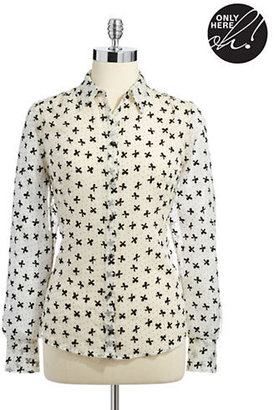 Lord & Taylor Bow Patterned Blouse