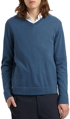 Theory Leiman V-Neck Cashmere & Cotton Sweater