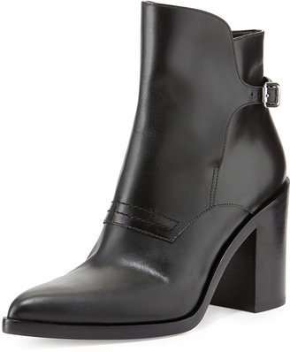 Alexander Wang Clarice Leather Pointed-Toe Bootie, Black