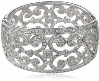 Kenneth Jay Lane Rhodium-Plated Silver-Tone and Lace Cuff Bracelet