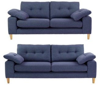 Debenhams Set of large and small blue 'Turner' sofas with light wood feet