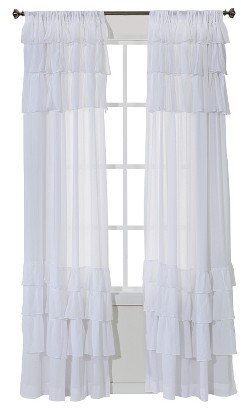 Simply Shabby Chic® Horizontal Gauze Ruffle Curtain Panel - White (52x84")