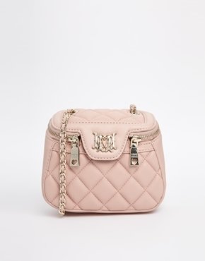 Love Moschino Quilted Cross Body Bag with Zip Detail - pink