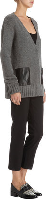 Barneys New York Cardigan with Leather Pockets