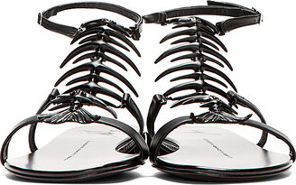 Giuseppe Zanotti Black Matte Nuvoroll Fish Skeleton Sandals