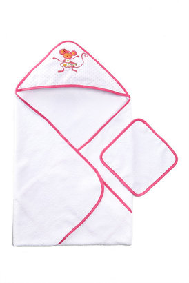 Maison Chic Girl Funny Monkey Hooded Towel & Washcloth Set