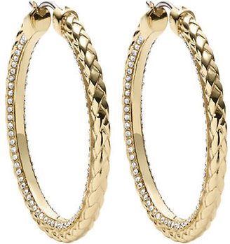 Michael Kors Crystallized Gold-Tone Braided Hoop Earrings