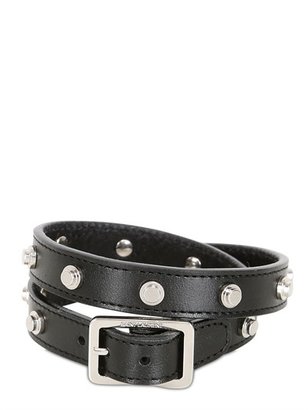 Saint Laurent Studded Leather Double Wrap Bracelet