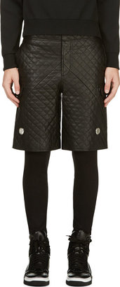 Givenchy Black Leather Quilted Shorts