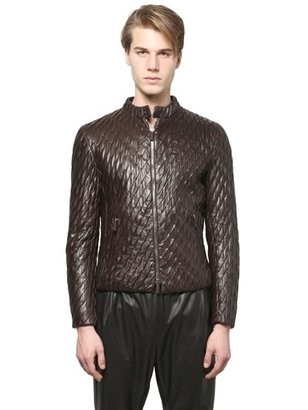 Giorgio Armani Pleated Nappa Leather Moto Jacket