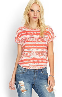 Forever 21 Boxy Tribal Print Tee