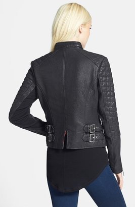 BCBGMAXAZRIA Textured Lambskin Leather Moto Jacket