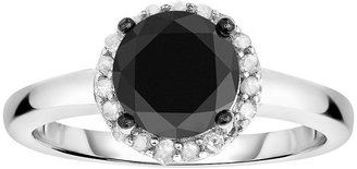 1 3/4 Carat T.W. Black & White Diamond Sterling Silver Halo Ring