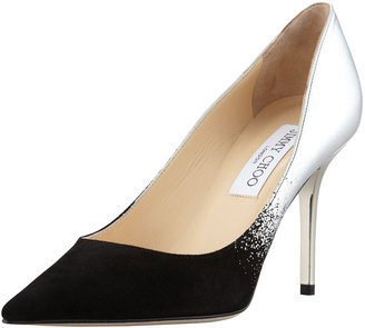 Jimmy Choo Agnes Ombre Pointed-Toe Pump, Black/Silver