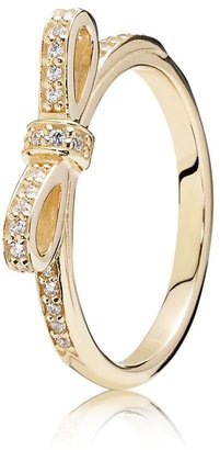 Pandora Bow cubic zirconia gold ring