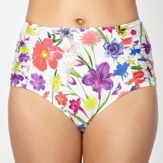 Reger by Janet Reger Designer white bright floral high waisted bikini bottoms