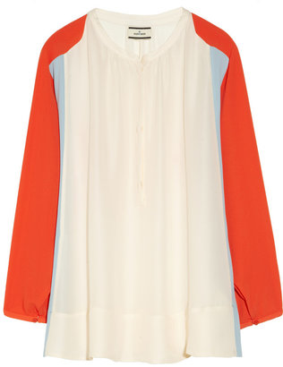 By Malene Birger Fliro color-block cupro and silk-blend blouse