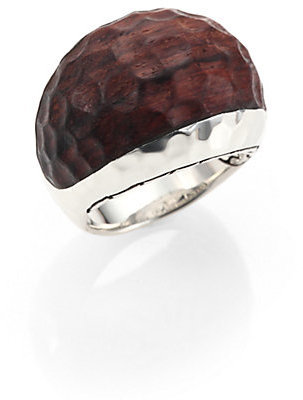 John Hardy Palu Rose Wood & Sterling Silver Small Dome Ring