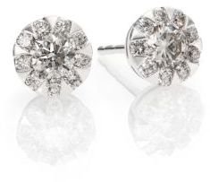 Sunburst Diamond & 18K White Gold Stud Earrings