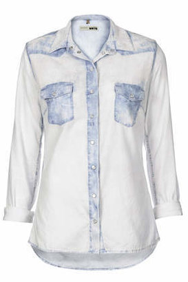 Topshop Womens MOTO Fitted Westen Shirt - White