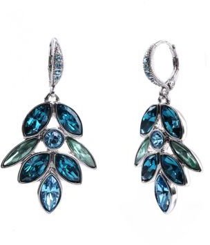 Givenchy Aqua and Light Sapphire Tone Crystal Cluster Drop Earrings
