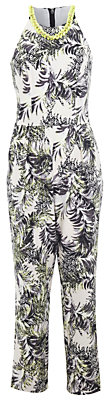 Miss Selfridge Palm Print Necklace Jumpsuit, Assorted