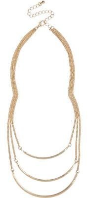 River Island Gold tone bar triple chain necklace