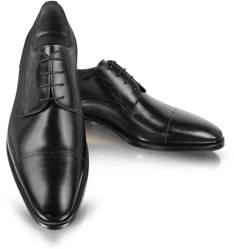 Moreschi Black Leather Cap-Toe Derby Shoes