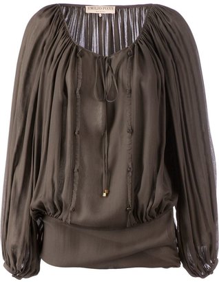 Emilio Pucci pleated slot neckline blouse