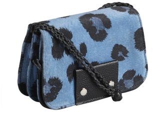 Kelsi Dagger blue animal print suede braided strap 'Ryan' mini crossbody bag