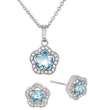 JCPenney SPARKLE ALLURE Light Blue & Clear Crystal Pendant Necklace & Earring Boxed Set