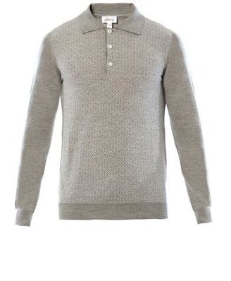 Brioni Wool and silk-blend polo top