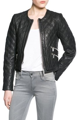 MANGO Outlet Quilted Leather Jacket