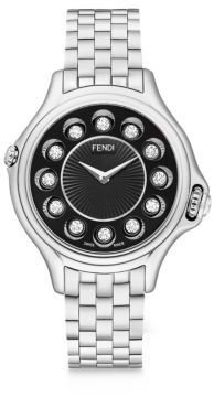 Fendi Crazy Carats Diamond, Multicolor Topaz & Stainless Steel Small Bracelet Watch/Black