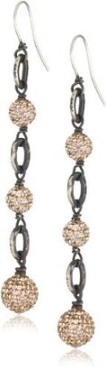 Deanna Hamro Atelier Mini Triple Light Peach Pave Ball Link Drop Earrings