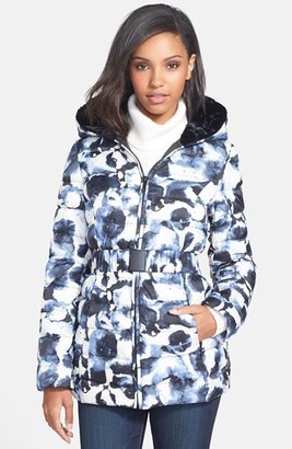 Vera Wang Print Belted Down Jacket (Online Only)