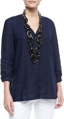 Eileen Fisher Handkerchief Linen V-Neck Shirt