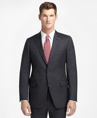 Brooks Brothers Fitzgerald Fit Charcoal with White and Blue Stripe 1818 Suit