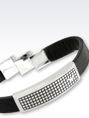 Emporio Armani Bracelet In Leather And Steel