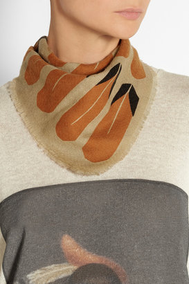 The Elder Statesman + Wear LACMA Feather-print cashmere scarf