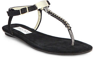 Jimmy Choo Nox Jeweled Suede T-Strap Sandals