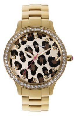 Betsey Johnson Ladies gold leopard print dial bracelet watch