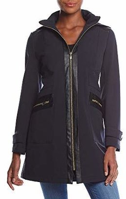 Via Spiga Women's Center Zip Softshell with Faux Leather Detail