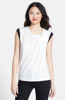 Chaus Colorblock Draped Front Top