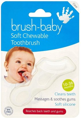 Brush-Baby Soft Clear Chewable Toothbrush (10months - 3years) - Massages, Soothes & Cleans