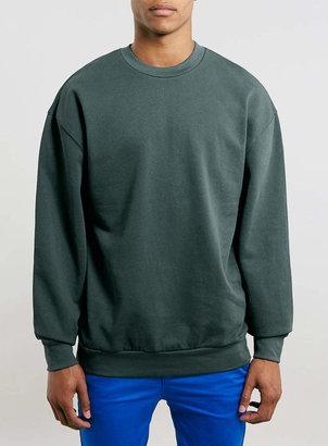 Topman Green Vintage Oversized Sweatshirt
