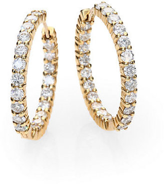 Roberto Coin Diamond & 18K Gold Inside-Outside Hoop Earrings/1"